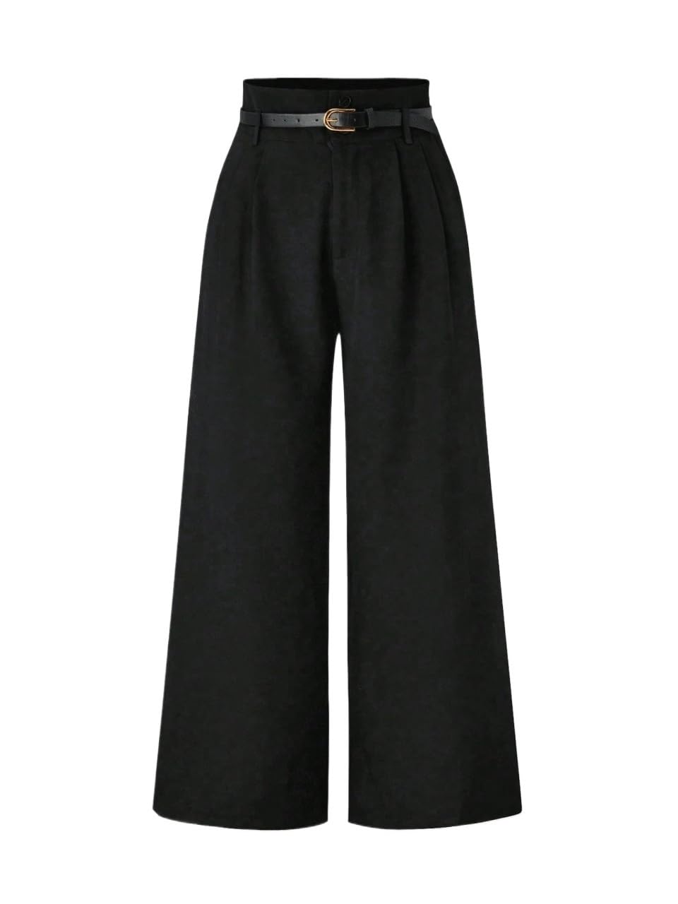 Womens High Straight Pants Pleated Wide Leg High Waist Loose Pants with Belt
