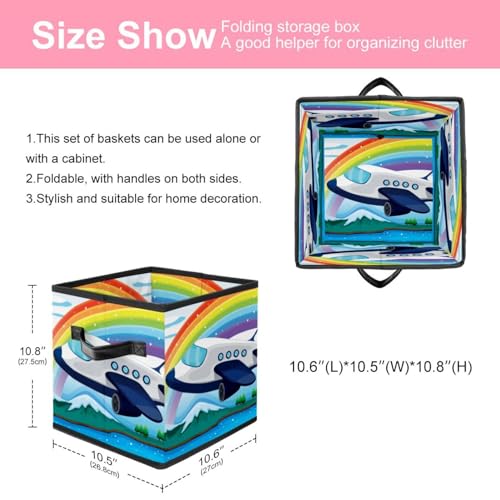 Boîte de rangement en tissu pliable motif arc-en-ciel de qualité - 3