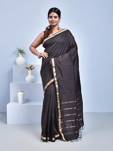 Stotra black pure silk saree – image 2