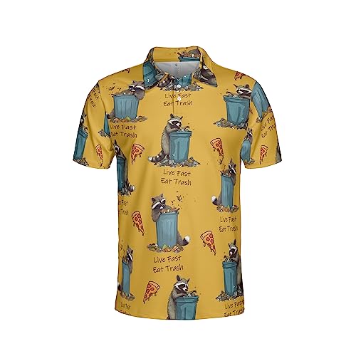 Racoon Polo Shirts for Men - Short Sleeve Golf Shirts Funny Mens Polo T-Shirt Casual Style Series 65 Size S