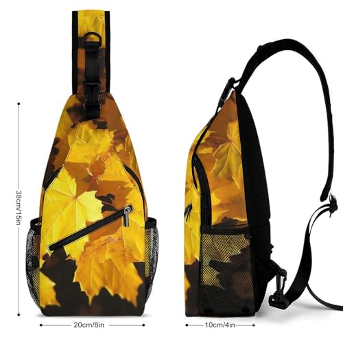 Bolso bandolera deportivo con hojas de arce amarillo miniatura 2