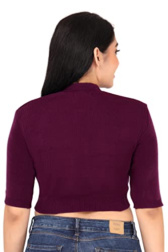 Image of Women Winter Wear V-Neck Half Sleeves Regular Fit Woollen Blouse