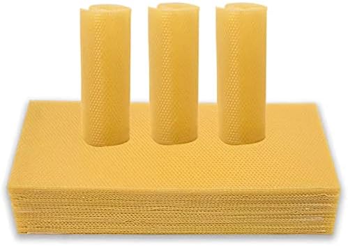 100% Pure Beeswax Sheets for Candle Making- 10Pcs 90mm x 130mm Natural Wax Rolling Sheets, Easy DIY Candle Making Kits for Adults Kids