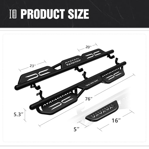 Yzona Y-RUNNING-0043-FBM Quad Cab Running Boards Compatible For 2009-2018 Dodge Ram 1500 (Included 2019-2024 1500 Classic), 2010-2024 Ram 2500 3500 Double/Extended Cab Side Steps, Two Stairs Design Rails Step Nerf Bar thumb #6