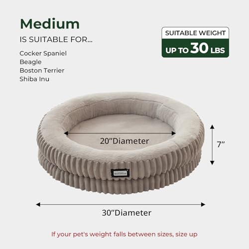 Image of BALANCE Donut Dog Bed, 30 Inches Round Dog Bed Medium Size Dogs Washable, Orthopedic Calming Dogs Beds for Kitten, Fluffy Plush Faux Fur Pet Bed with Anti-Slip Bottom