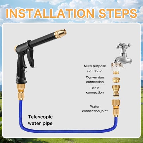 Manguera 30 Metros,Manguera Extensible,Manguera Jardin con Generador de Espuma,Mangeras Jardineria Flexible 3 Adaptadores de Diferentes Tamaños y 1 Soporte Para Manguera,Para Jardín,Exterior,Patio - imagen 3