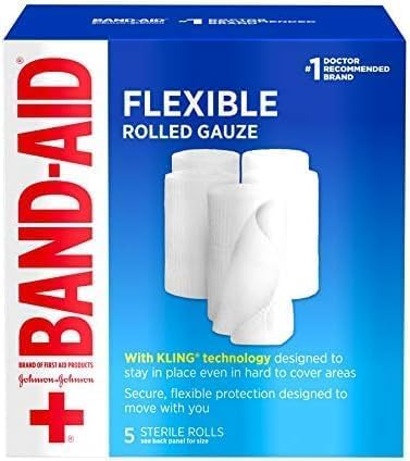 Band-Aid Brand of First Aid Products Flexible Rolled Gauze Dressing for Minor Wound Care, Soft Padding and Instant Absorption, 3 Inches by 2.1 Yards, Value Pack 5 ct (Pack of 12)