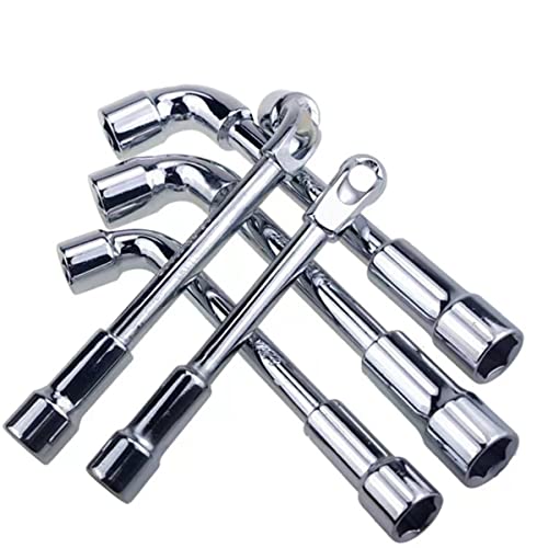 Tangmengxi 18Mm Metric L Shaped Hex Socket Wrench Cr-V Chrome Plated Finish Handle Elbow Double-Head Casing Bit Electrician Mechanic Repair Shop，Car Spare Tire Lug Wrench,（1Pcs） #TOP3