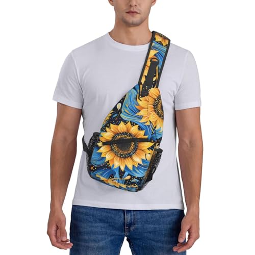 Bolso cruzado con patrón de girasol artístico para mujeres y hombres miniatura 7