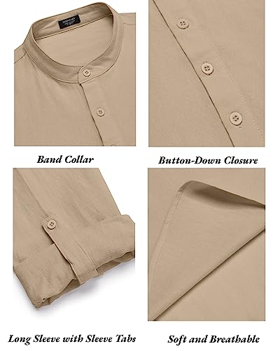 COOFANDY Conjunto Masculino De 2 Peças Algodão E Linho, Camisas Henley Manga Comprida, Calças Praia