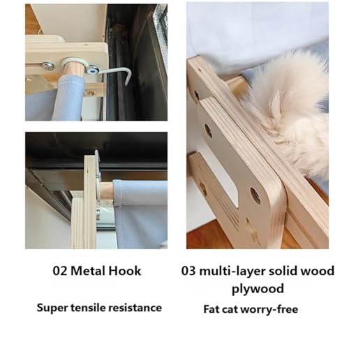 Hamaca de ventana para gatos para interior con cama flotante adaptable y desmontable 5
