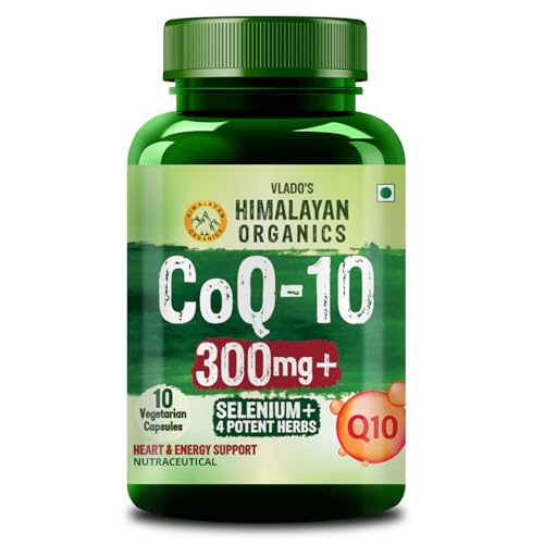 Image of Vlado's Himalayan Organics CoQ10-300mg With BioPepper - 5mg, COENZYME Q-10 300mg Supplement - 10 Veg Capsules