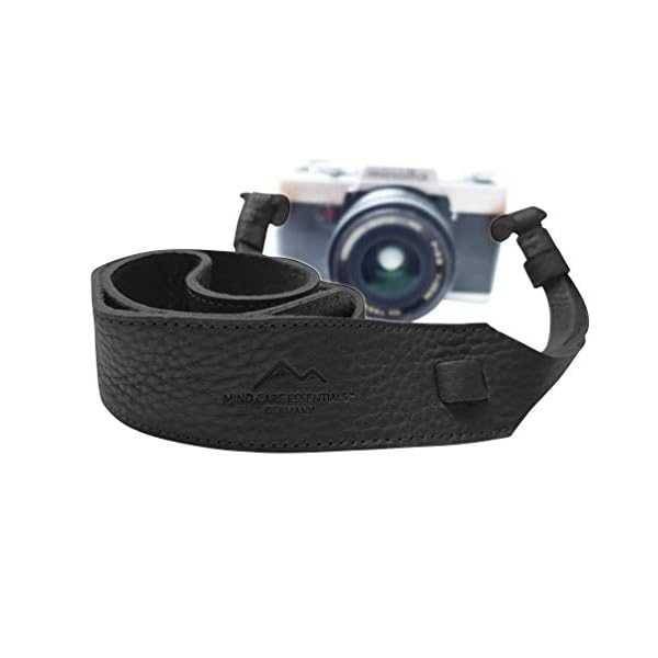 Echt Leder Kameragurt Schultergurt - SCHWARZ - für DSLR SLR und Kompakt-Kamera - Leder-Gurt breit Vintage Kameraband… – Bild 8