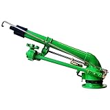 Equipado con boquillas intercambiables de diferentes tamaños y rompechorros regulable, proporcionando una distribución uniforme de la lluvia en toda la superficie regada, pequeña pérdida de carga con cañón de haz vortex de turbina.