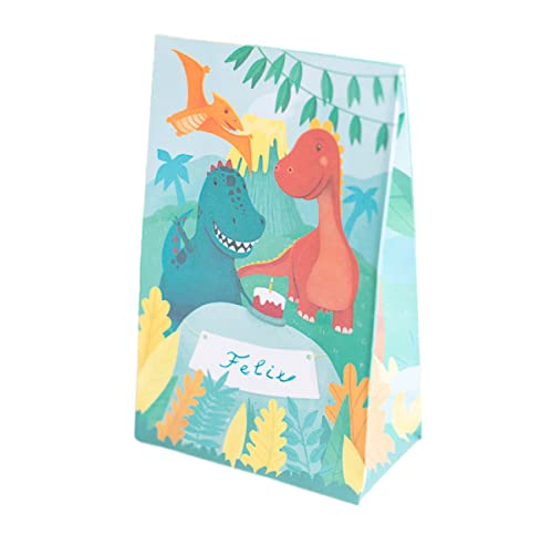 6 Stück - Mitgebseltüten zum Kindergeburtstag - Mitgebsel - Papiertüten für Geburtstag Junge oder Mädchen - Geburstagsparty, (Dino) Cover
