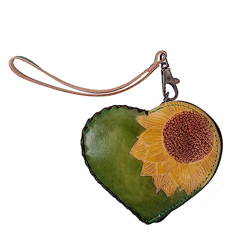 BDHRKTE 1 Piece Leather Zipper Coin Purse Heart Shape Wallet, Handbag, Wrist Bag, Coin Organizer, Coin Clip, Mini Leather Zipper Organizer for Women