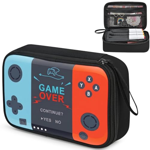 Image of Gamer Pencil Case for Boys - Large Kids Pencil Pouch with 4 Compartments, Wide Zipper Opening, Durable Wipable Fabric Easy to Clean, Soft School Supplies Box for Grades 1-6, Fits All Gear