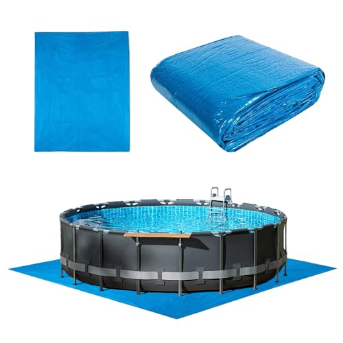 Hojalis Tapis De Sol pour Piscine, 396 X 396 Cm Tapis De Sol Carré, Hors Terre Tapis De Protection Bleu Imperméable Pliable, Protecteur De Sol Piscine pour...