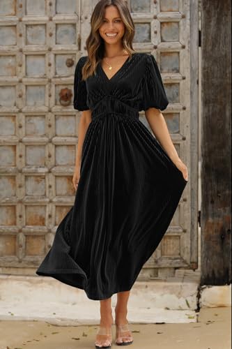 Image of Sissyaki Velvet Maxi Dress Fall Wedding Guest Dress 2026 | Semi Formal to Formal Events, Family Pictures, Holiday Party Dinner Dress