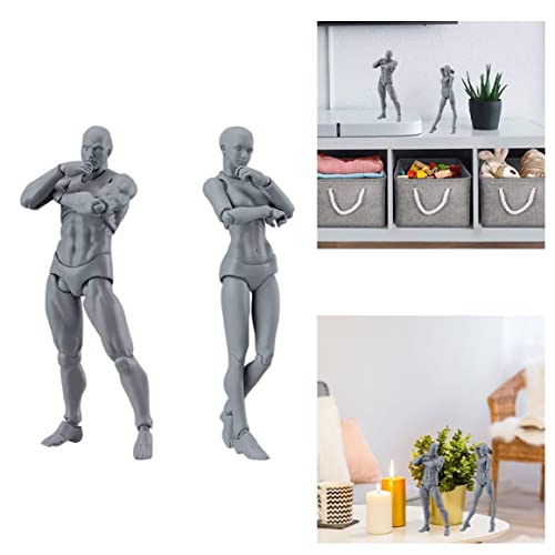Veesper 2 Figuras de Dibujo Masculinas y Femeninas de 5, 91 Pulgadas, maniquí de Figura de acción poseable para Artistas, Modelo de Pintura Corporal, muñeca de Referencia de Arte de Madera