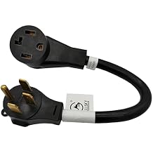 FC-14543 Generator or RV Plug AC Adapter Cord NEMA 14-50P to NEMA 14-30R Male 14-50P Generator Plug to Female 14-30R Dryer 4 Prong Receptacle Adapter Output Maximum 30Amp 250Volt
