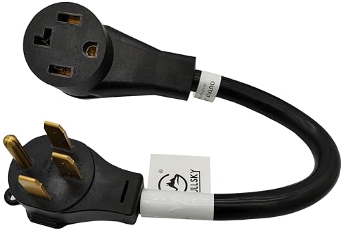 Fullsky FC-14543 Generator or RV Plug AC Adapter Cord NEMA 14-50P to NEMA 14-30R Male 14-50P Generator Plug to Female 14-30R Dryer 4 Prong Receptacle Adapter Output Maximum 30Amp 250Volt