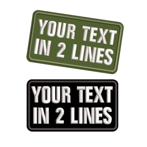 2PCS Custom Name Patches 3.5"W x 2"H, Embroidered Military Text/Number Tag, Tactical Badge for Backpack Vest Uniforms Hat, Hook or Iron On (no Flag)