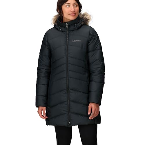 Marmot Damen Wm's Montreal Coat, Leichte Daunenjacke, wasserdichter Daunenparka, warmer Wintermantel, regendichte Winterjacke, winddichte Funktionsjacke mit Kapuze, Black, S