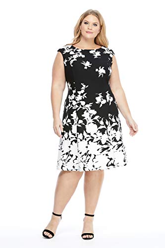 Image of London Times Womens Dresses Cap Sleeve Fit and Flare - Elegant Summer Cocktail Graduation Garden Party Wedding Guest Dress