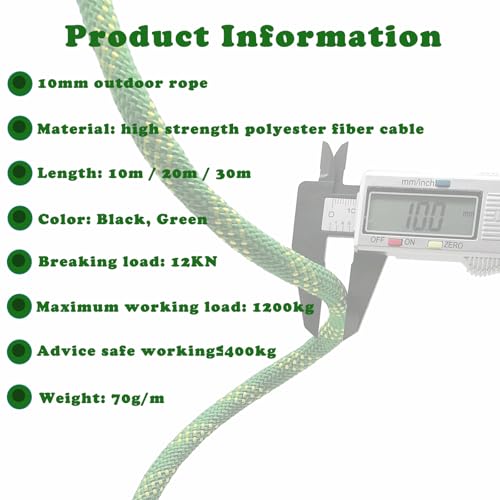 10mm Seil, Mehrzweck-Seil, für den Außen- und Innenbereich, Camping, Wandern, Bootfahren, Angeln, Heimwerkerarbeiten und Heimprojekte (Schwarz, 10m)