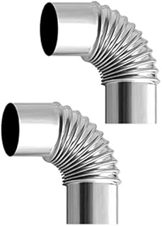 90° Elbow Pipe Ø 60mm, 2 Pack Steel Stove Pipe Elbow, Heat Resistant Flue Pipe for Stoves, Stainless Elbow Chimney Pipe