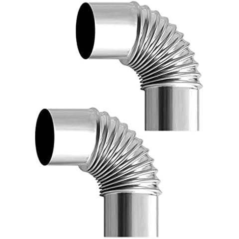 90° Elbow Pipe Ø 60mm, 2 Pack Steel Stove Pipe Elbow, Heat Resistant Flue Pipe for Stoves, Stainless Elbow Chimney Pipe Cover