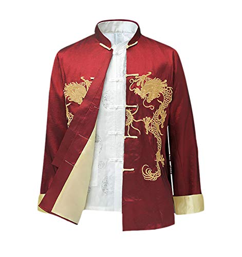 Chinois Style Tai Chi Chemise Kung Fu Tops Costume Tang Men Manche Longue Dragon Brodé Veste Manteau Vêtements d'extérieur Cover