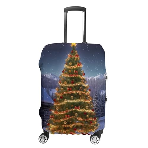 Xmas Tree Luggage Cover, Elastic Luggage Protector Fits 19-32in Suitcases, Washable & Anti-Scratch Suitcase Cover for Men Women S