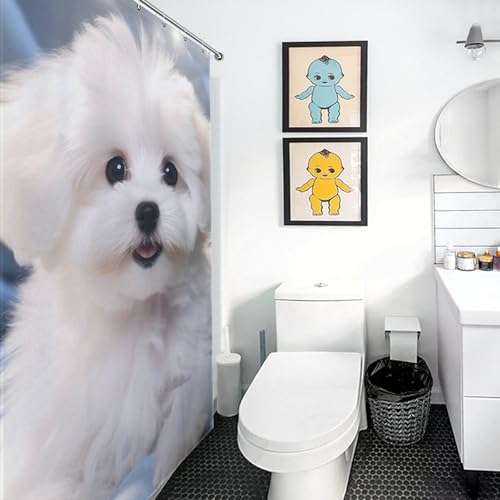 Rideau de douche Bichon frisé en textile imperméable durable de 152x183cm - 3