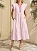 Dokotoo Midi Dresses for Women 2026 Summer Fashion V-Neck Ruffle Cap Sleeve Empire Waist Striped Maxi Dress Beach Vacation Sundresses Pink Dress Large