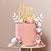 Pink Balls Cake Topper Boho Grass Cake topper Pink White Gold Pearl Balls Happy Birthday Cake Decorations for Wedding Baby Shower Birthday Boho Themed Party Supplies (Pink)