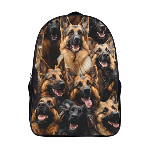 German Shepherd Dogs Funny 16 Inch Backpack for Men Women Casual Daypack with 2 Compartment for Travel Work