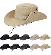 Garypol 10 Pcs Boonie Hat Bulk Wide Brim Bucket Hat with Adjustable Chin Strap Foldable Sun Hats ...