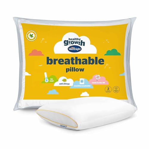 Silentnight Healthy Growth Breathable Pillow - Kids Pillow with Mesh Sides for a Refreshing Nights Sleep - Cotton Anti Bacterial and Machine Washable White