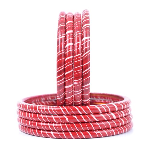 Image of Lac Bangle Set For Women and Girls | Jaipuri Lakh Lehariya Chudi Set | Rajasthani Traditional Chuda |Set of 8