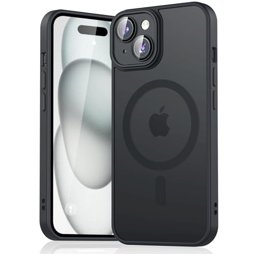 Image of Tobfit Magnetic Case for iPhone 15 Compatible with Mag Safe, Translucent Matte Back Slim Shockproof Phone Cover for iPhone 15