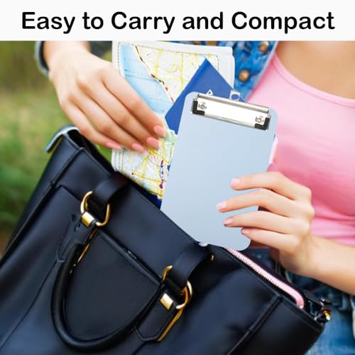 X-BLTU 5 Stück Mini Klemmbretter 18x12,5cm, Farbige Kunststoff Schreibbrett Klemmbrett mit Metalklemme und Aufhängeose, Kleines Memo Schreibplatte Clipboard für Büro, Schule, Kneipe