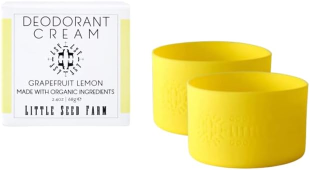 Little Seed Farm All Natural Deodorant Cream, Aluminum Free Deodorant for Women or Men, 2.4 Ounce - Grapefruit Lemon + Bright Yellow Sleeves