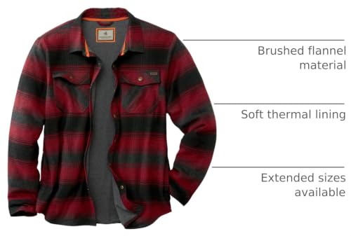 Image of Legendary Whitetails Mens Thermal Lined Shirt Jacket Plaid Flannel Polyfill Insulated Shacket