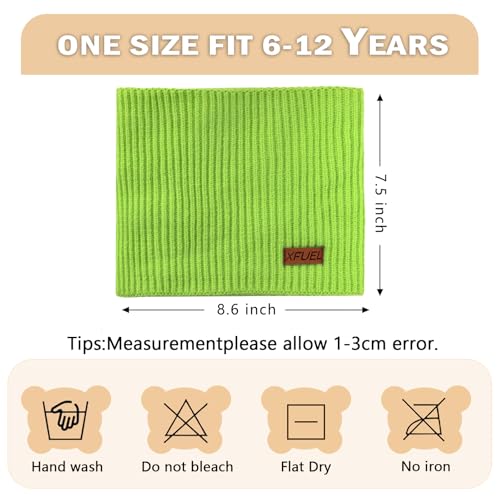 Kids Neck Warmer, 2 Pack, Knitted Winter Neck Gaiter, Fleece Lined Infinity Scarf for Boys Girls3