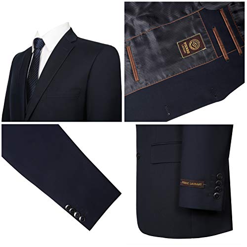 P&L Men's Suit 3 Piece Classic Fit Suit Jacket & Expandable Waist Dress Pants & Vest Set4
