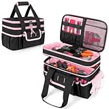 Trahzia Tool Tote Bag for Women, Double Layer Tool Storage Organizer Bag with Divider for Electrician, Carpenters, Repairman, Black