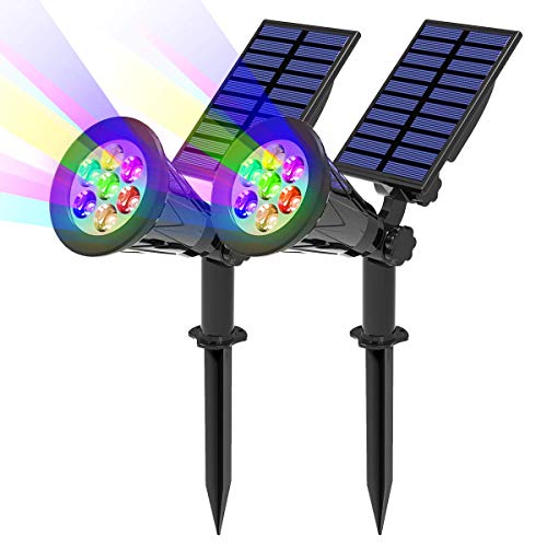 T-SUN Solar Spotlights, Color Changing 7 LED Waterproof Solar Garden Lights, Auto ON/OFF Adjustable Landscape Spot Lights, 2-IN-1 Solar Wall lights for Patio, Yard, Garden, Driveway, Pool Area(2 Pack) T-SUN Solar Spotlights, Color Changing 7 LED Waterproof Solar Garden Lights, Auto ON/OFF Adjustable Landscape Spot Lights, 2-IN-1 Solar Wall lights for Patio, Yard, Garden, Driveway, Pool Area(2 Pack)