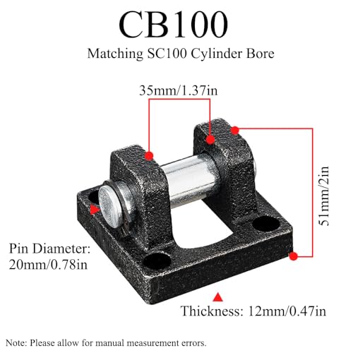 TopHomer Air Cylinder Base Connection Fitting Cylinder Fixing Base Standard Type Pneumatic Part Foot Flange CB100 for Pneumatic SC100 Cylinder (CB100)
